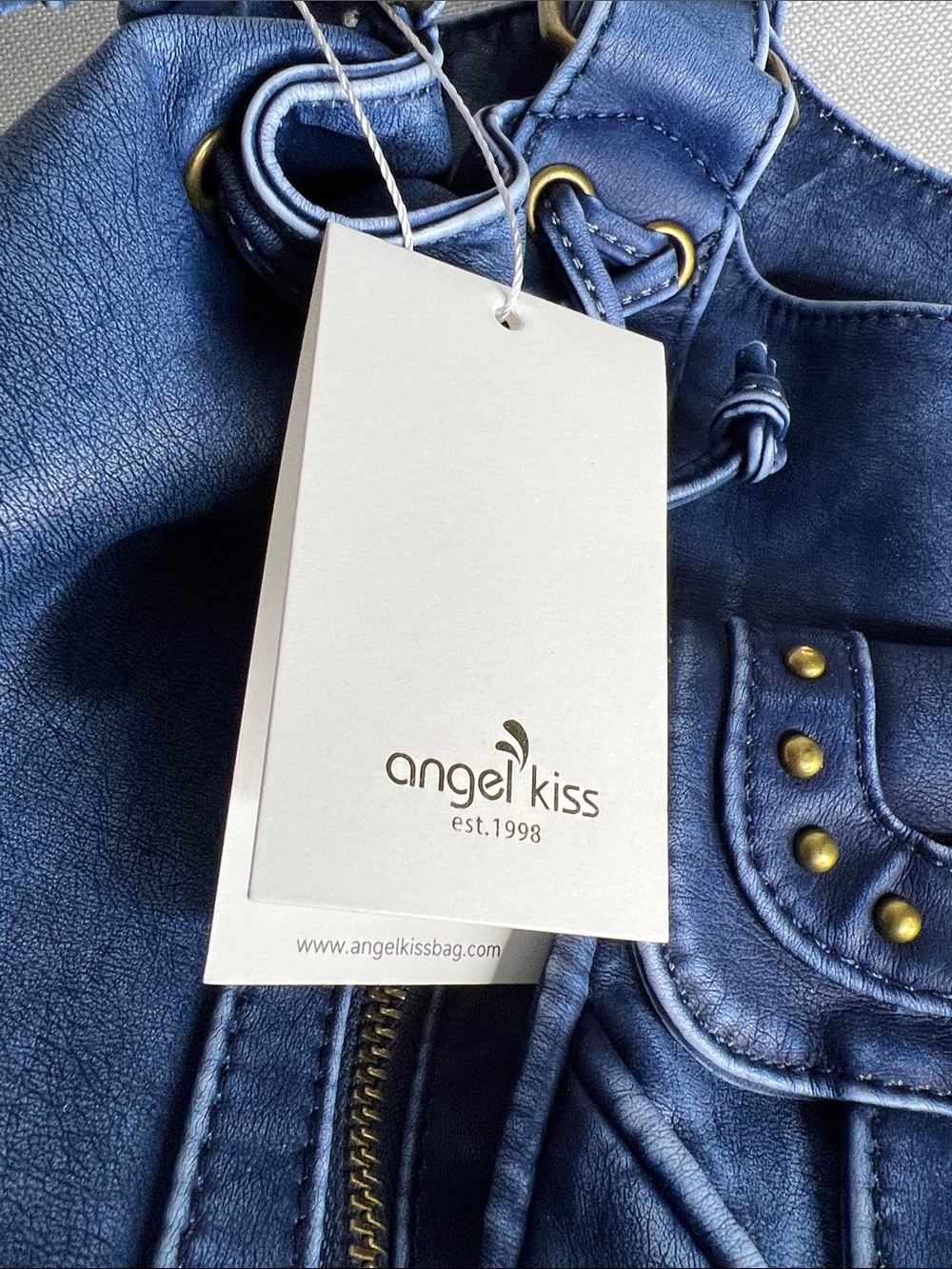 Angel Kiss Y2K Inspired Indigo Denim-Style Shoulder Bag with Detachable Strap - Picture 13 of 15